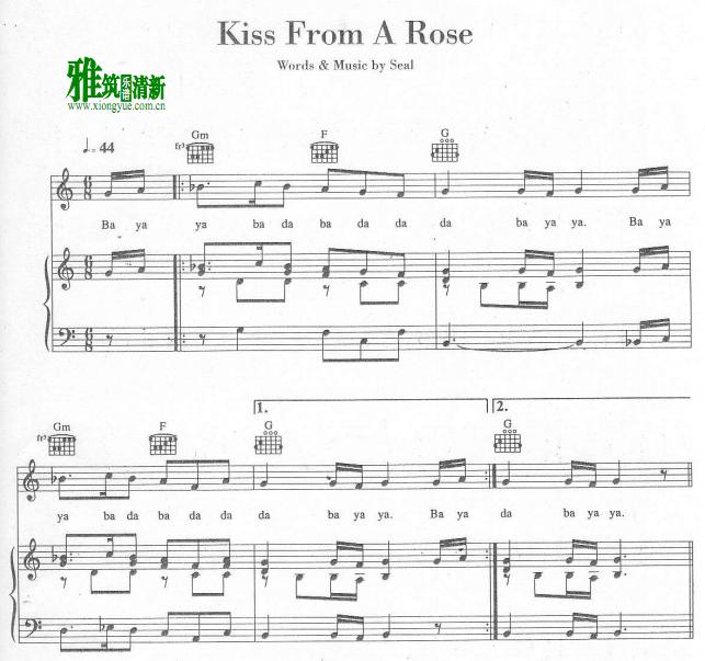 Seal - kiss from a rose钢琴谱