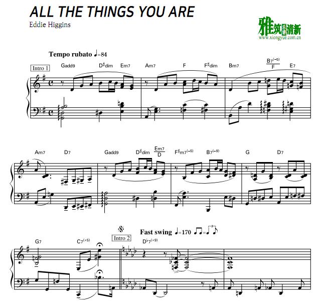 eddie higgins - all the things you are钢琴谱