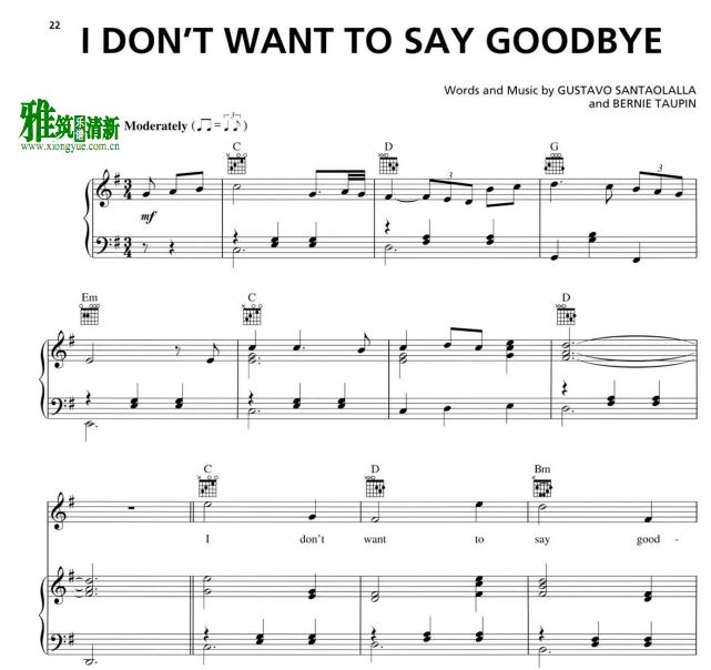 断背山 - I Don't Want to Say Goodbye钢琴谱