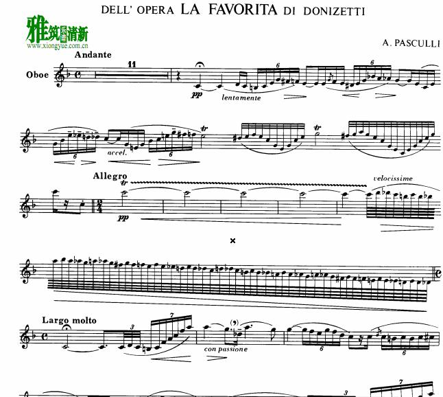 Pasculli帕斯库里 la favorita 宠姬 双簧管谱