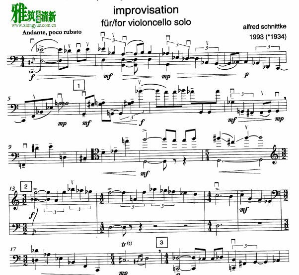Alfred Schnittke施尼特凯 - Improvisation for Cello Op. 237大提琴谱