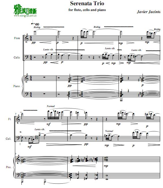 Javier Jacinto - Serenata Trio 长笛大提琴钢琴三重奏谱