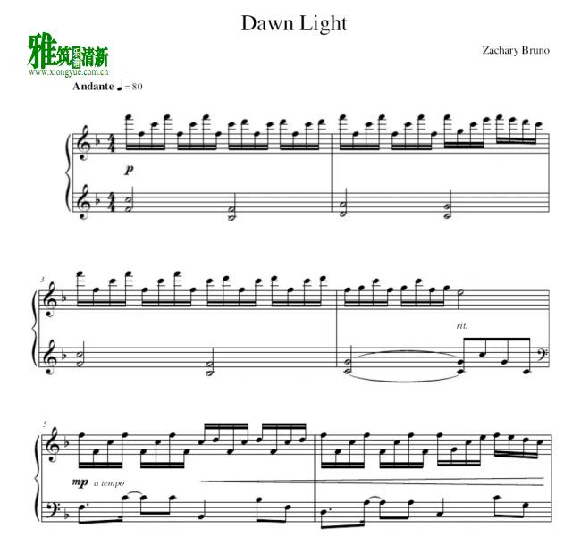 Zachary Bruno - Dawn Light钢琴谱