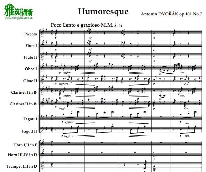 Humoresque op.101 No.7幽默曲 管弦乐总谱