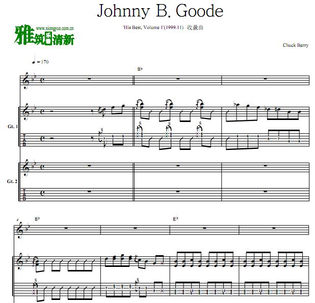 Chuck Berry - Johnny B. Goode双吉他谱 TAB谱