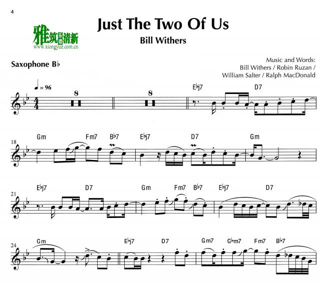 Just The Two Of Us 降B萨克斯谱