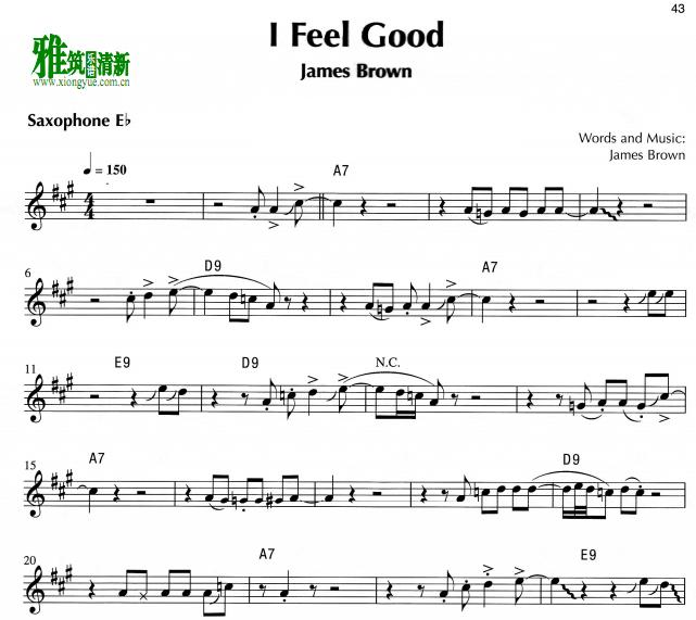 I Feel Good 萨克斯谱Eb