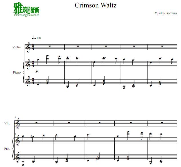 Crimson Waltz 绯红的华尔兹小提琴钢琴伴奏谱