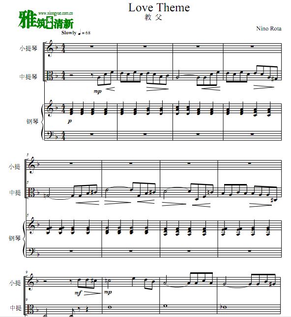 教父主题曲 Love Theme小提中提钢琴三重奏谱