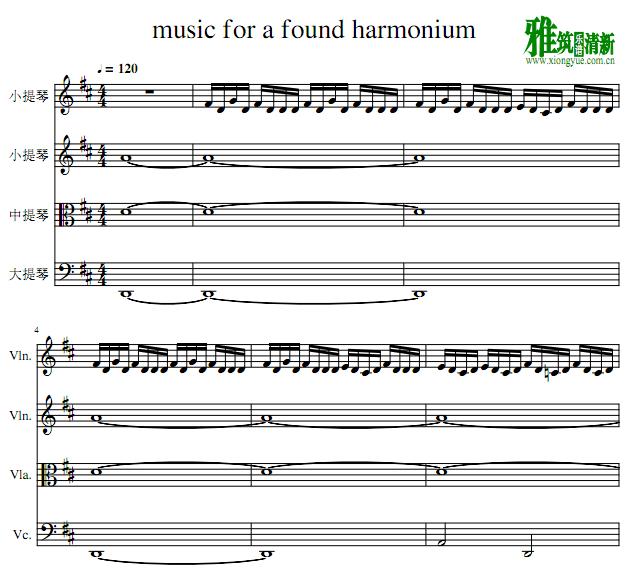 Music for a found harmonium弦乐四重奏谱