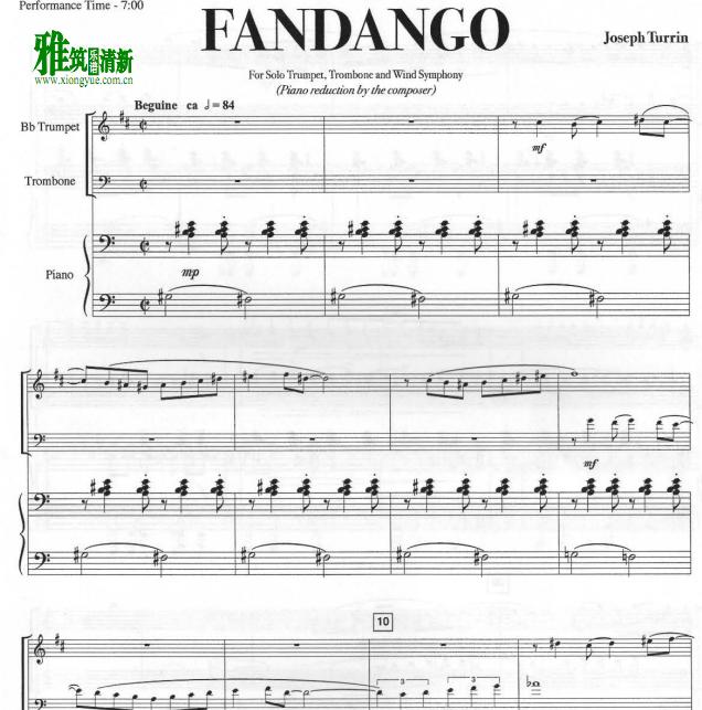 joseph turrin - fandango小号长号钢琴伴奏谱