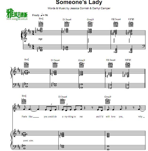 Jessie J - Someone's Lady钢琴伴奏谱