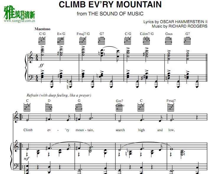 音乐之声 Climb Every Mountain 声乐钢琴谱 c调