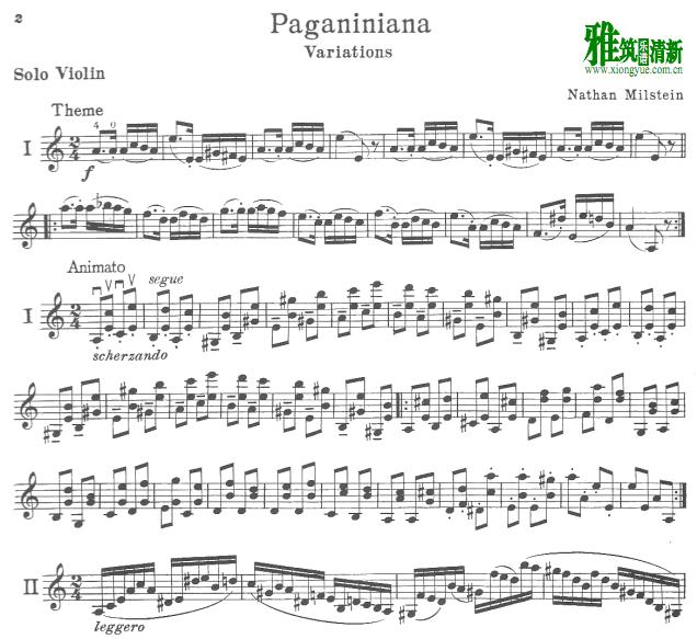 米尔斯坦 paganiniana 小提琴谱