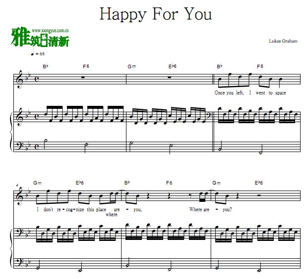 Lukas Graham - Happy For You歌谱 正谱 钢琴谱