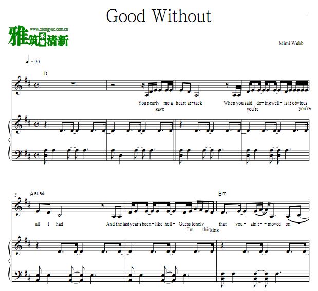 Mimi Webb - Good Without原谱 歌谱 钢琴谱