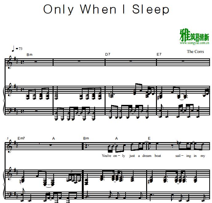 The Corrs - Only When I Sleep钢琴伴奏谱