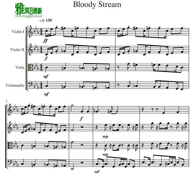 Jojo's Bizarre AdventuresJoJo的奇妙冒险 - Bloody Stream弦乐四重奏谱