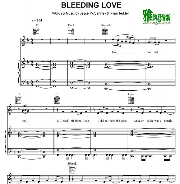 leona lewis - bleeding love钢琴伴奏谱