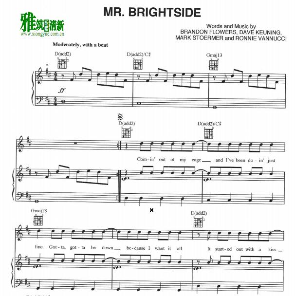  the Killers - Mr Brightside钢琴谱