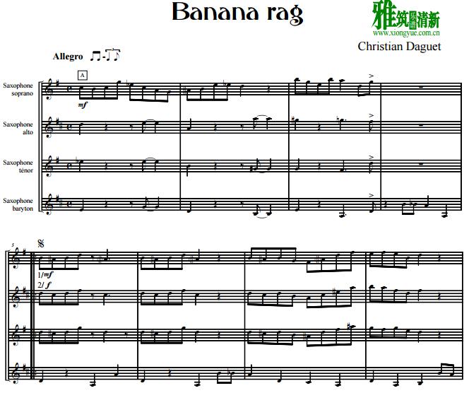 Banana Rag萨克斯四重奏谱