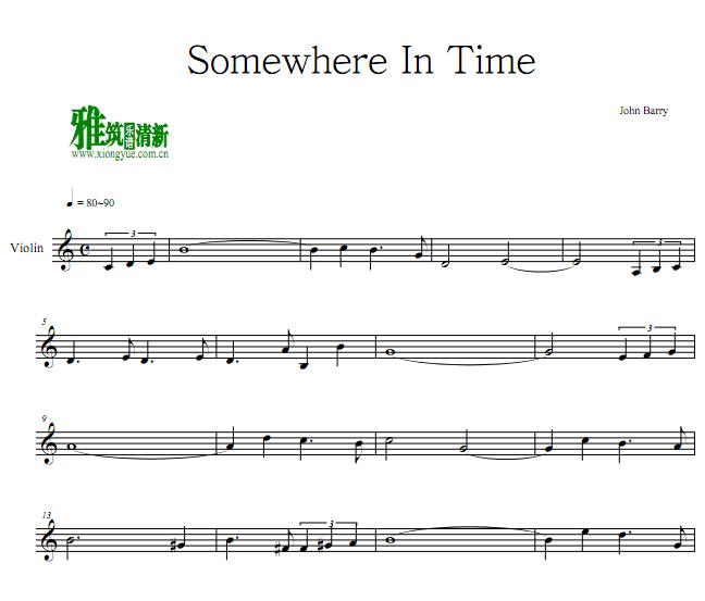 Somewhere In Time 小提琴谱