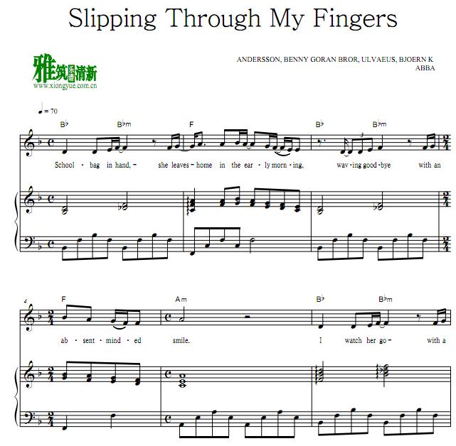 ABBA - Slipping Through My Fingers钢琴伴奏谱