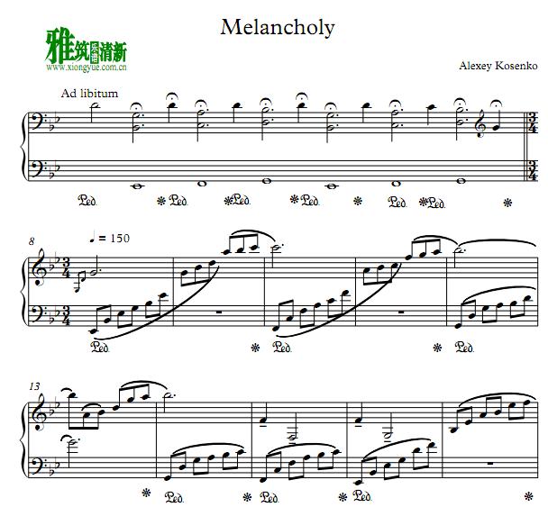 Alexey Kosenko - Melancholy钢琴谱