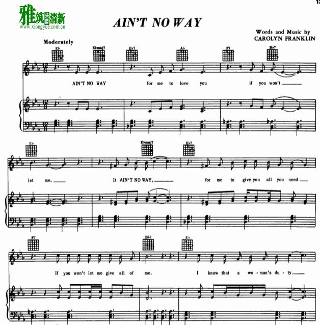 aretha franklin - ain't no way钢琴谱