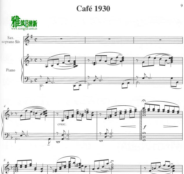 皮亚佐拉探戈的历史Café 1930 咖啡高音萨克斯钢琴谱