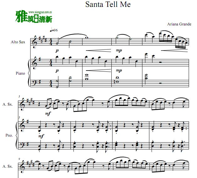 Santa Tell Me中音萨克斯谱