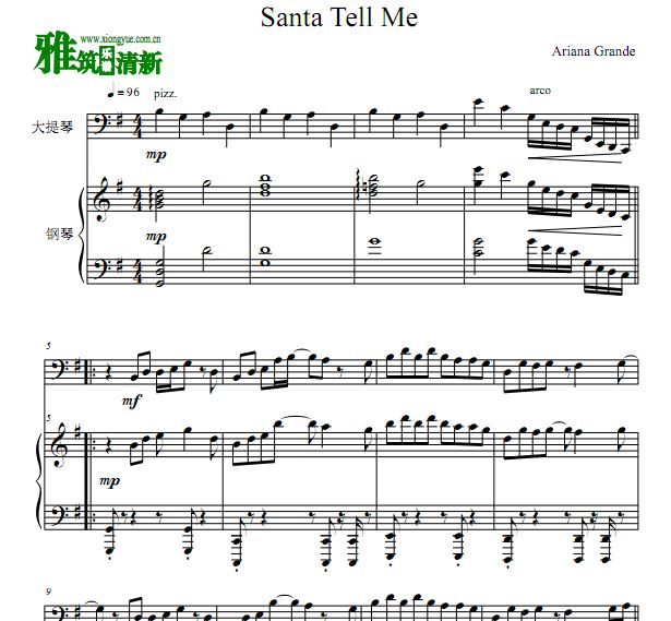 Santa Tell Me 大提琴钢琴合奏谱