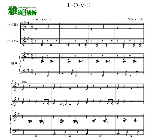 Natalie Maria Cole -  LOVE二小提琴钢琴合奏谱