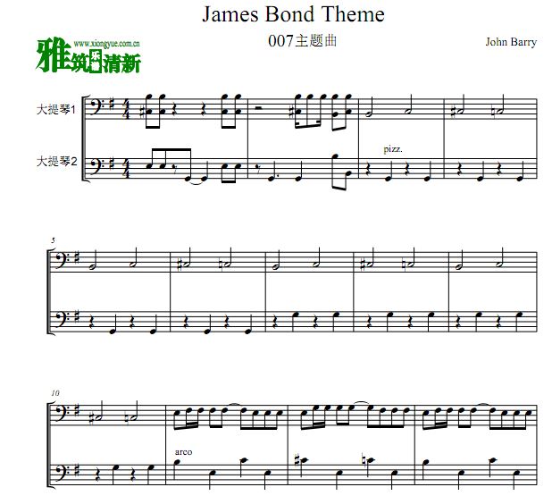 James Bond theme大提琴二重奏谱