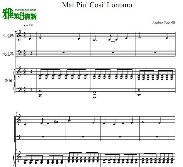 Mai Piu Cosi Lontano钢琴三重奏谱