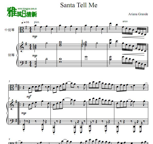 Santa Tell Me 中提琴钢琴合奏谱