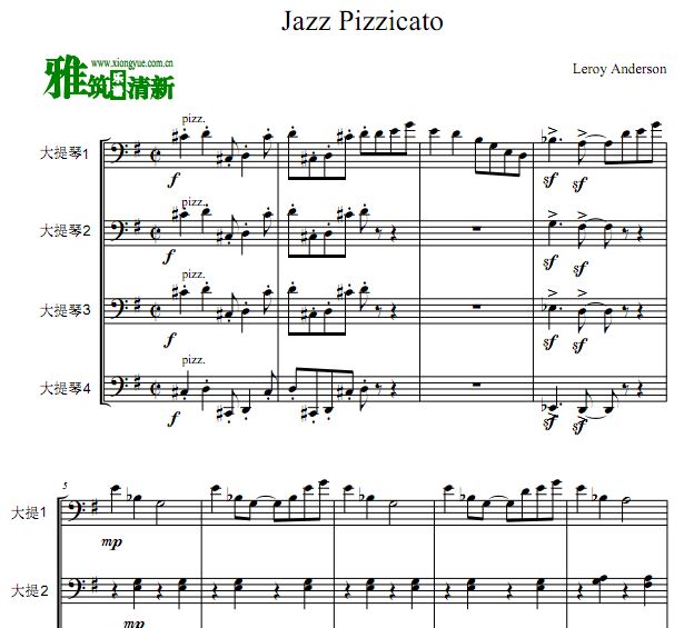 安德森 Jazz Pizzicato大提琴四重奏谱