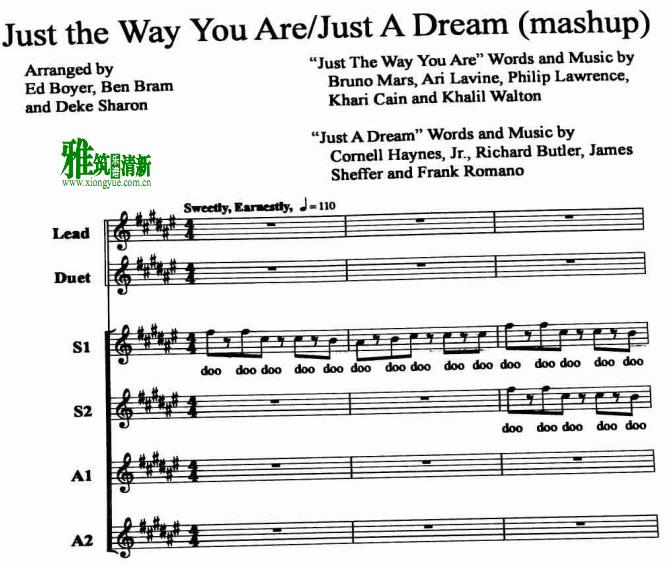 完美音调- Just The Way You Are & Just A Dream (Pool Mashup)阿卡贝拉谱