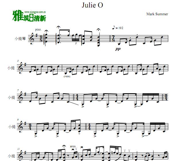 Mark Summer - Julie O 小提琴谱