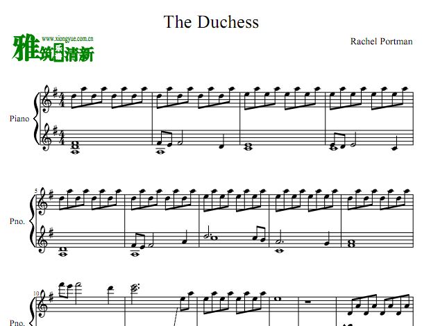 The Duchess 公爵夫人钢琴谱