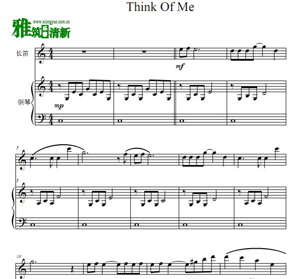 歌剧魅影 Think of Me长笛谱