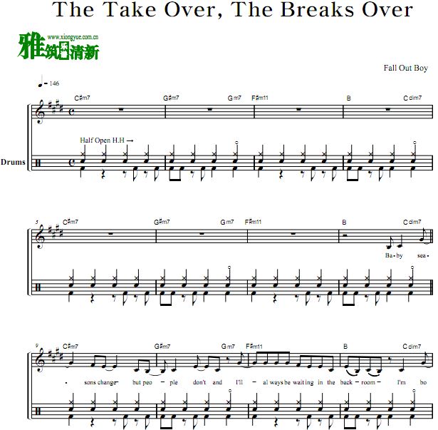 Fall Out Boy - The Take Over, The Breaks Over鼓谱 - 打倒男孩鼓谱