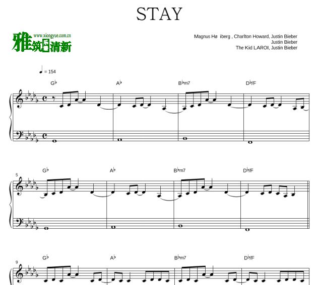 STAY钢琴谱