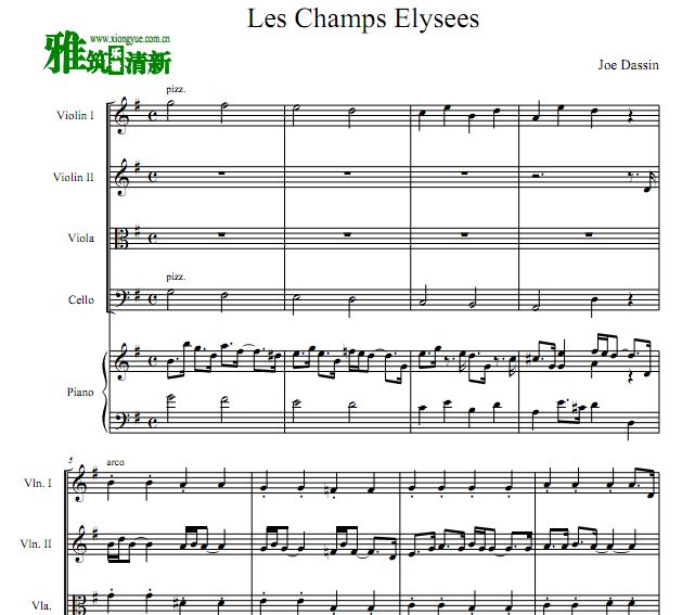 Les Champs Elysees钢琴五重奏谱