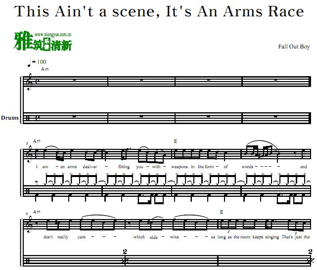 打倒男孩乐队 This Ain't a scene, It's An Arms Race鼓谱