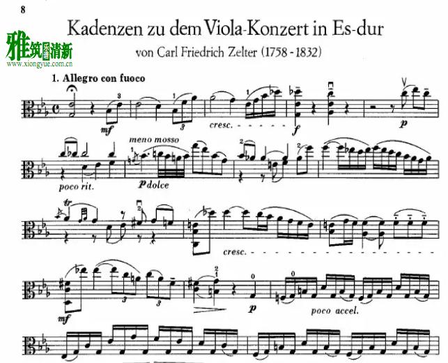 Franz Beyer -策尔特 降E大调中提琴协奏曲 中提琴华彩谱