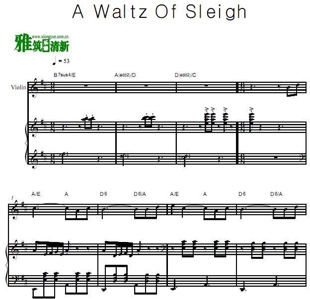 久石让 A Waltz of Sleigh小提琴钢琴合奏谱