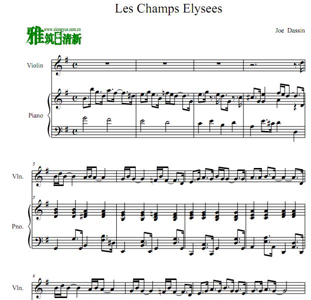 Les Champs Elysees小提琴钢琴谱