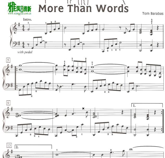 Tom Barabas - More Than Wordsg钢琴谱