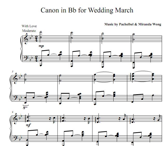Canon in Bb for Wedding March钢琴谱